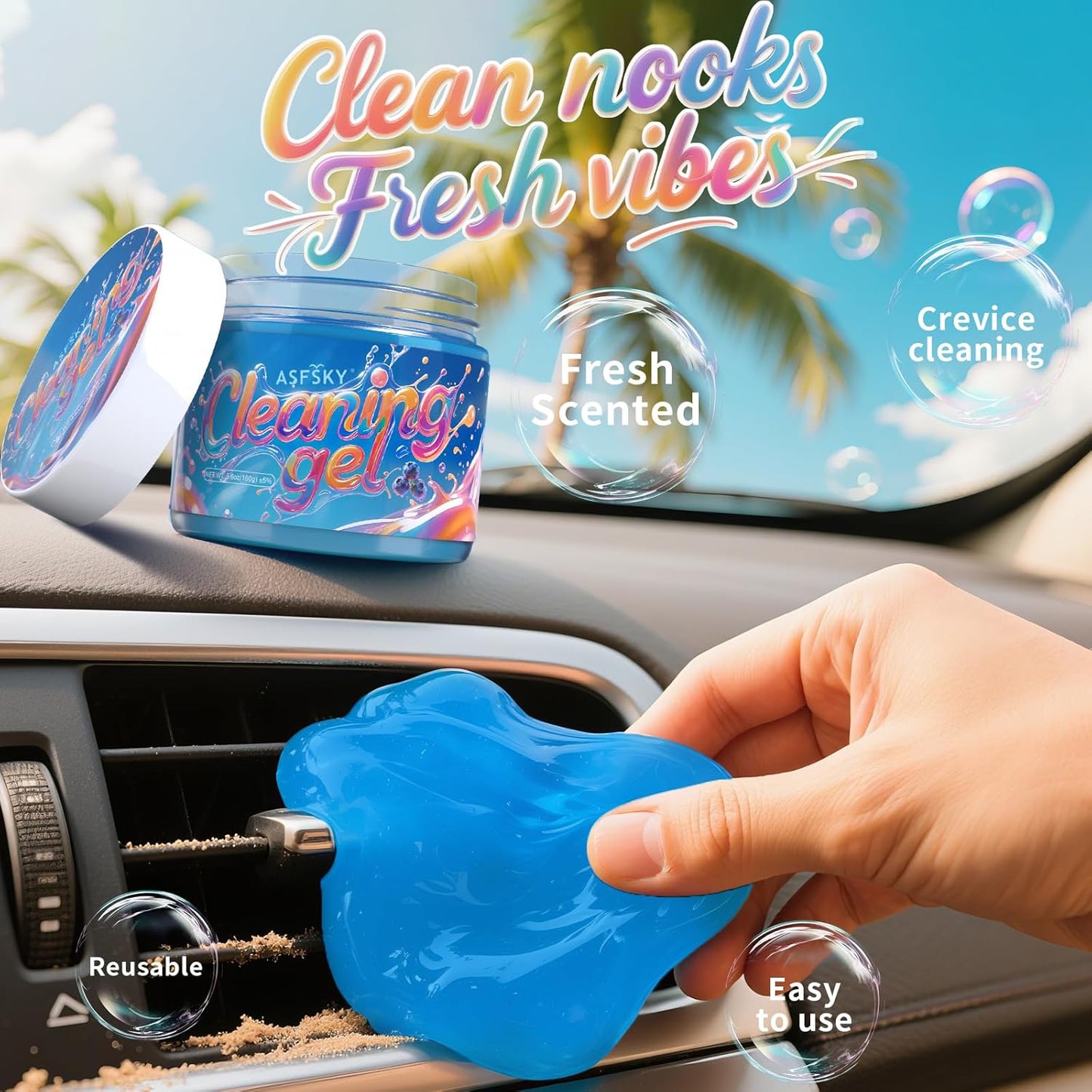 ASFSKY Car Cleaning Gel (Blue,Mint) Cleaning Putty Universal Dust Cleaning Car Interior Cleaner Keyboard Dust Remover Car Slime Gifts for Men Women girl（1 pack）
