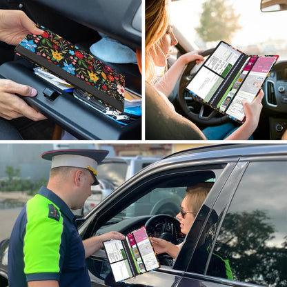 Car Registration and Insurance Holder, Auto Truck Document Holder with Magnetic Shut, Vehicle Glove Box Car Organizer, Interior Car Accessories for Women Men (Bow)
