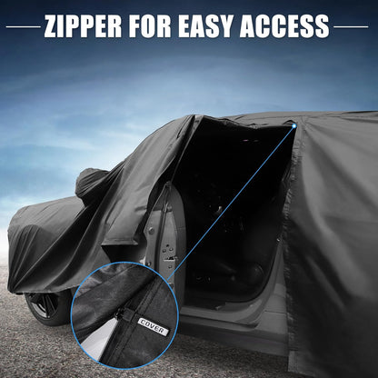 X AUTOHAUX Car Cover for Honda Civic Sedan/Coupe 210D-PU Outdoor Full Car Cover All Weather with Door Zipper for Waterproof Windproof Sun Rain Snow Protection