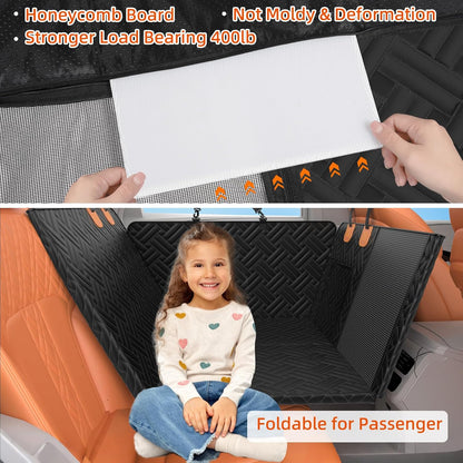 Back Seat Extender for Dogs,Hard Bottom Car Seat Cover for Dogs with Mesh Window,Waterproof Backseat Pet Cover Hard Bottom-Dog Car Seat Cover for Back Seat Dog Hammock for Car/SUV