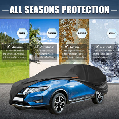 X AUTOHAUX Car Cover for Honda Civic Sedan/Coupe 210D-PU Outdoor Full Car Cover All Weather with Door Zipper for Waterproof Windproof Sun Rain Snow Protection