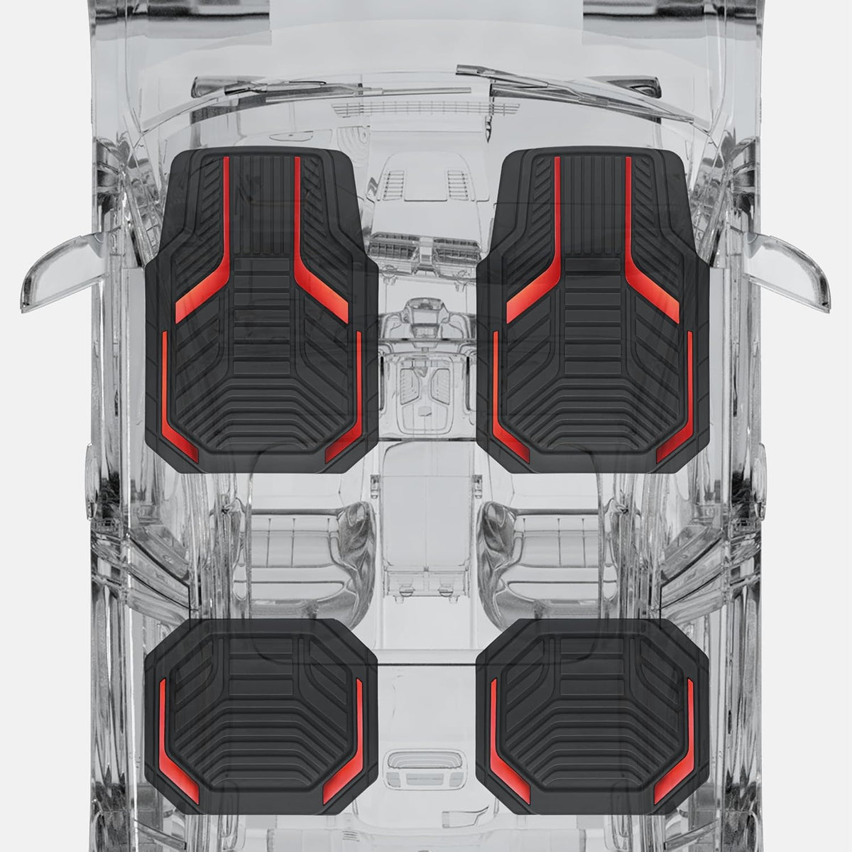 PIC AUTO Heavy Duty Rubber Floor Mats, Purple Aluminum Film Car Mats Set, Front and Rear Car Mats with Anti-Slip Backing, All Weather Protection, Trim-to-Fit for Automotive SUV, Sedan, Van