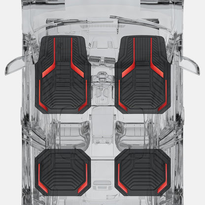 PIC AUTO Heavy Duty Rubber Floor Mats, Purple Aluminum Film Car Mats Set, Front and Rear Car Mats with Anti-Slip Backing, All Weather Protection, Trim-to-Fit for Automotive SUV, Sedan, Van