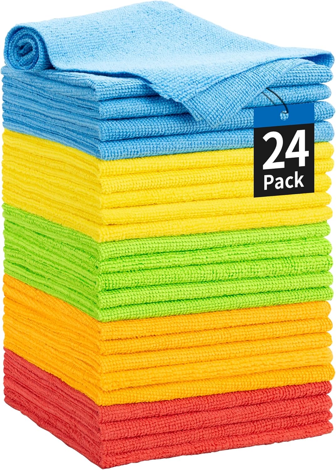 Microfiber Cleaning Cloth, 100 Pack Cleaning Rags Microfiber Towel Bulk Absorbent Lint-Free Wash Cloths, All-Purpose Shop Towels for Cars, Automotive, Garage, Home & Kitchen 11.5"*11.5"