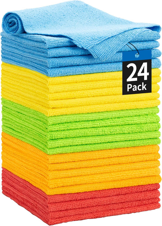 Microfiber Cleaning Cloth, 100 Pack Cleaning Rags Microfiber Towel Bulk Absorbent Lint-Free Wash Cloths, All-Purpose Shop Towels for Cars, Automotive, Garage, Home & Kitchen 11.5"*11.5"