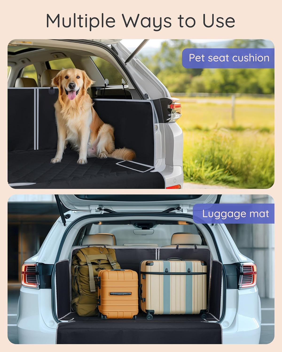SUV Cargo Liner Waterproof Scratch-Resistant for Dogs Pet Trunk Mat with Non-Slip Bumper Flap Protector Heavy-Duty Cover for Sedans SUV