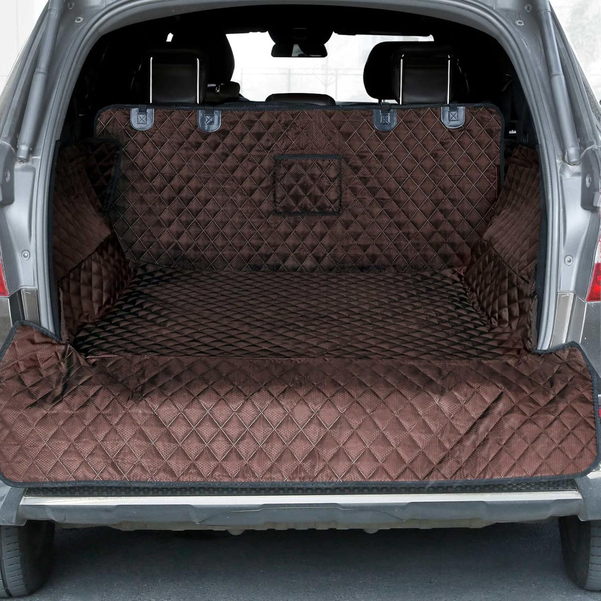 PETICON SUV Cargo Liner for Dogs, Waterproof Trunk Cover for SUVs with Bumper Flap Protector, Scratchproof Durable 600D Oxford Fabric, Non-Slip, Machine Washable