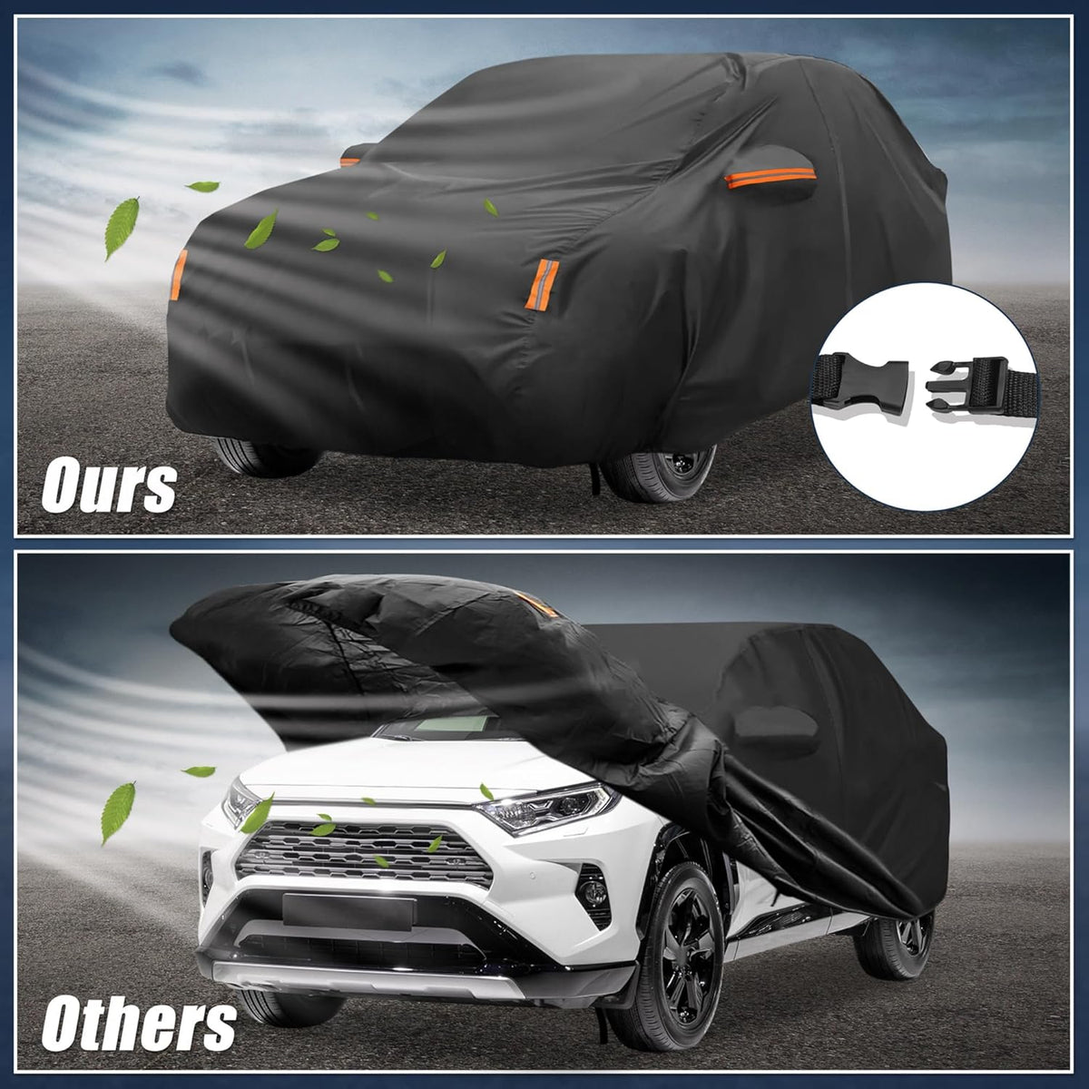 X AUTOHAUX Car Cover for Honda Civic Sedan/Coupe 210D-PU Outdoor Full Car Cover All Weather with Door Zipper for Waterproof Windproof Sun Rain Snow Protection