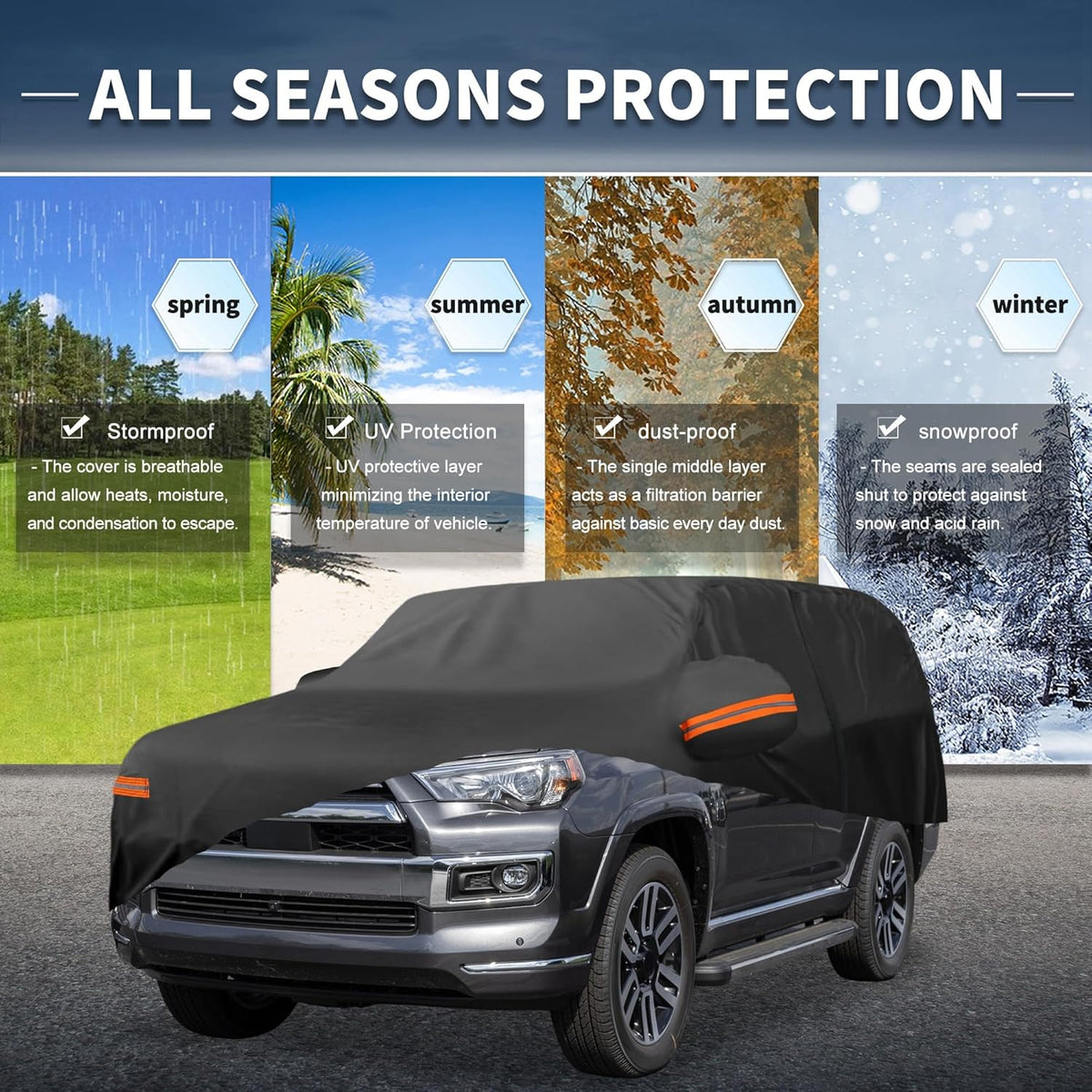 X AUTOHAUX Car Cover for Honda Civic Sedan/Coupe 210D-PU Outdoor Full Car Cover All Weather with Door Zipper for Waterproof Windproof Sun Rain Snow Protection
