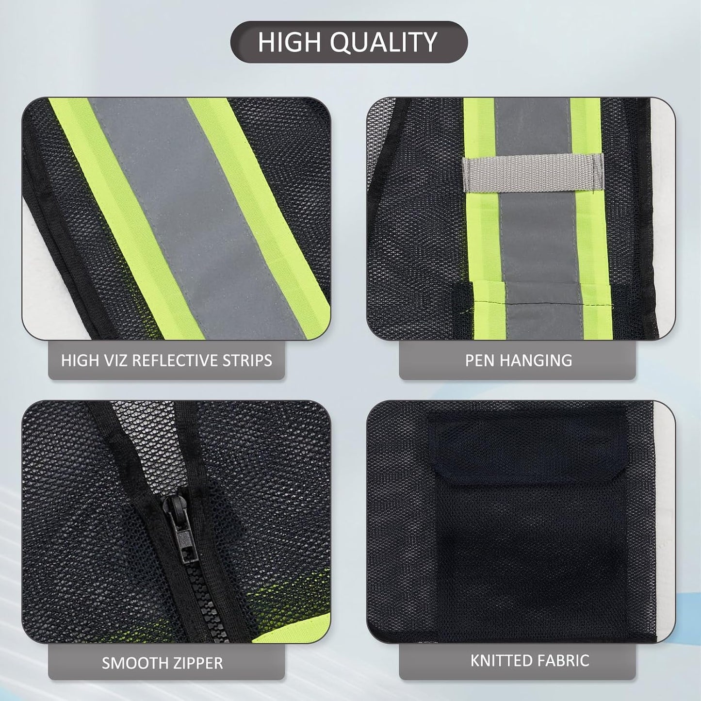 High Visibility Reflective Safety Vest with Zipper and Pockets Orange,M