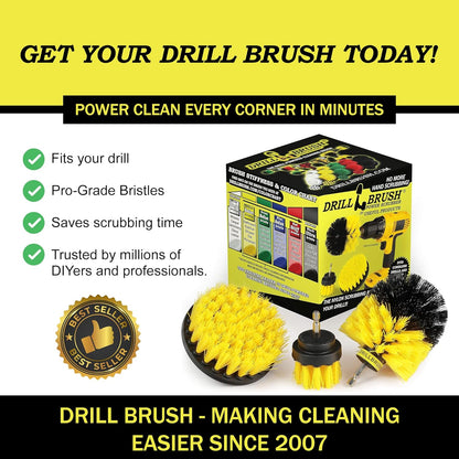 Drillbrush Car Detailing Kit | Drill Brush Set – Soft Bristle Power Scrubber Attachments for Cleaning Car Interior, Upholstery, Carpet, Seats, Wheels, Rims, Dash, Console, and Trim - Nylon Scrub Brush
