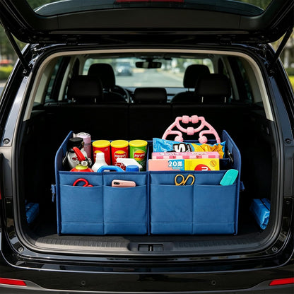 AOKJOY Car Trunk Organizer Car Storage Organizer Collapsible Multi Compartment Car Organizer Adjustable Straps for SUV(Beige)