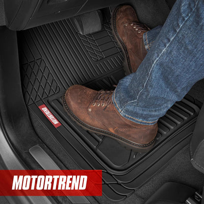 Motor Trend FlexTough Advanced Heavy Duty Black Rubber Car Floor Mats & Cargo Liner for SUV & Car Full Set - Universal Trim to Fit All Weather Automotive Floor Mat & Cargo Liners for SUV, Car, & Van