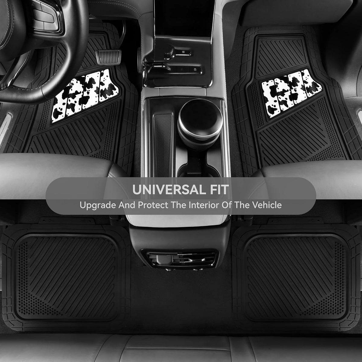 CAR PASS Heavy Duty Rubber Floor Mats 4-Piece,Pink Car Mats Full Sets Anti-Slip,Waterproof Universal Trim-to-Fit for Car SUV Truck, Durable All Weather Automotive Car Mats for Women,Girly(All Pink)