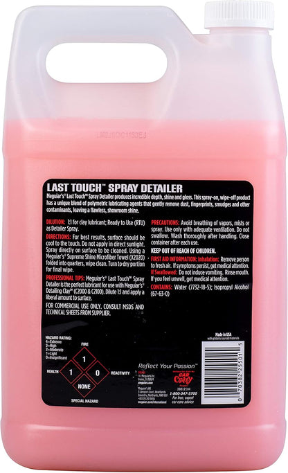 Meguiar's D15501 Last Touch Spray Detailer, Great for Use as Clay Lubricant, creates a Showroom Shine, Removes Dust, Smudges, Fingerprints and More, Versatile Use and Enhances Protection, 1 Gallon