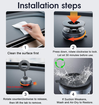 REOKILY 2026 Upgraded Vacuum Magnetic Car Phone Holder 360° Reinforced 96LBS Ultra Suction Cup Phone Mount for MagSafe Cell Phone Holders for Your Car/Gym/Mirror Mount for iPhone & Android