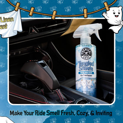 Chemical Guys Tangled Sheets Fresh Linen Scent Air Freshener Spray and Odor Eliminator, Clean Fabric Inspired Spray for Home, Office, Bathroom, Dorm, and Car Interior - 16 Fl Oz