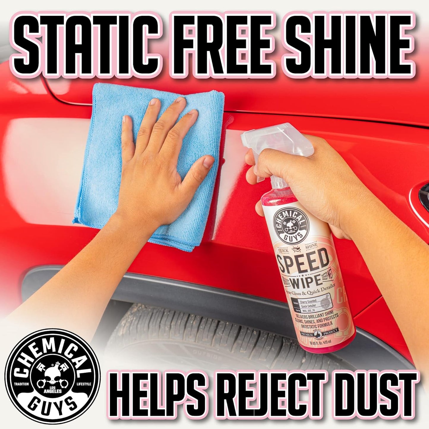 Chemical Guys Speed Wipe Quick Detailer - High Gloss, Streak-Free Shine, Detail Spray for Cars, Trucks, Motorcycles, RVs, and More, Safe on Paint, Glass, Wheels, and Trim, Cherry Scent, 128 fl oz