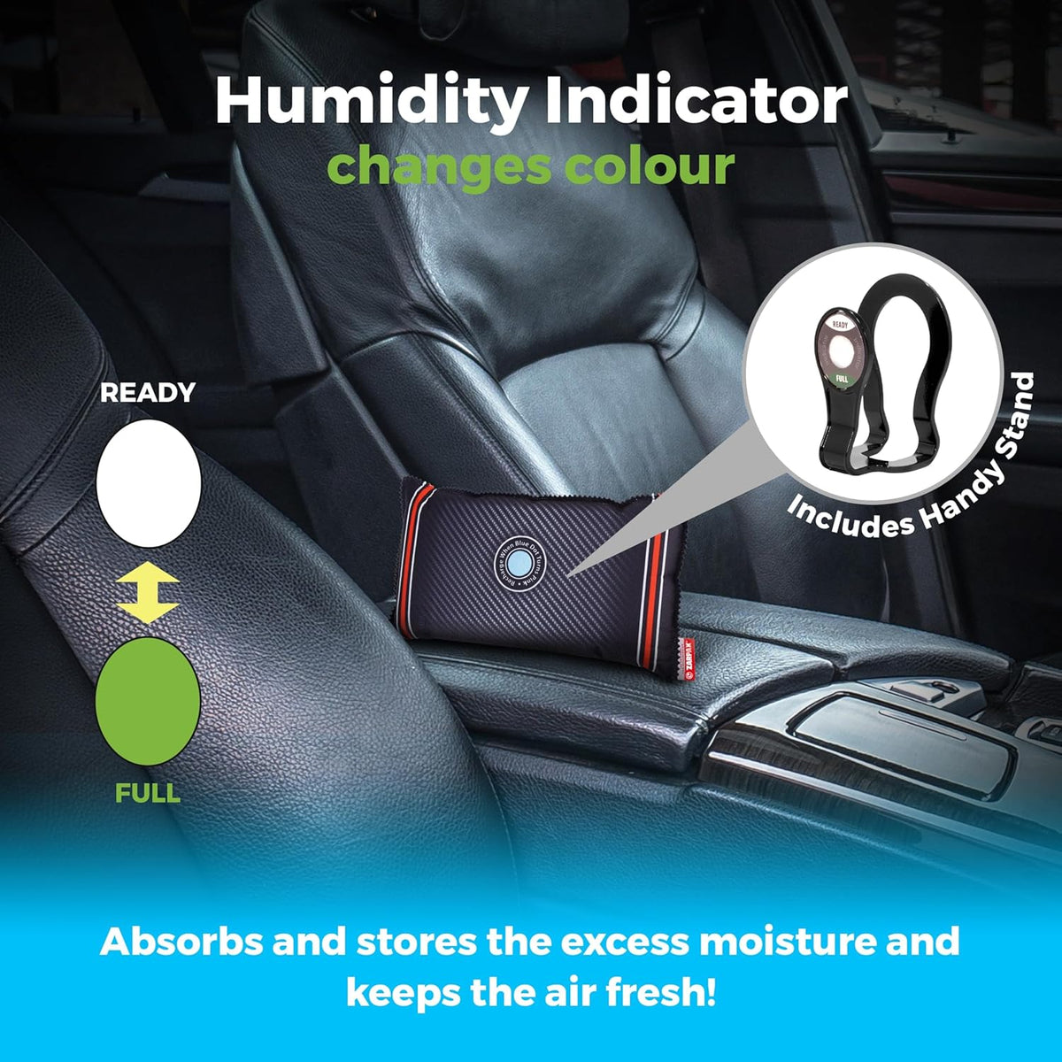 Reusable Car Dehumidifier Bag (2 Pack) Rechargeable Dehumidifier bags for Car, Trucks, and RVs - Prevent Damp & Moisture on Windscreens - Leakproof Moisture Absorber for Car and Home