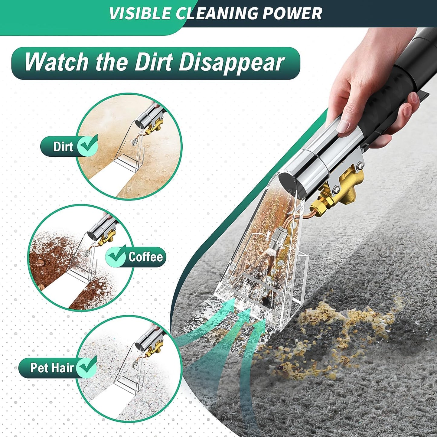 Shop Vac Extractor Kit,Spray Aspirating of Wet Vacuum Hose Extractor Kit,with 50FT Waterline Convert the Universal Shop Vacuum,Into A Professional Auto Carpet Cleaner Machine,for Household,Car,Textile