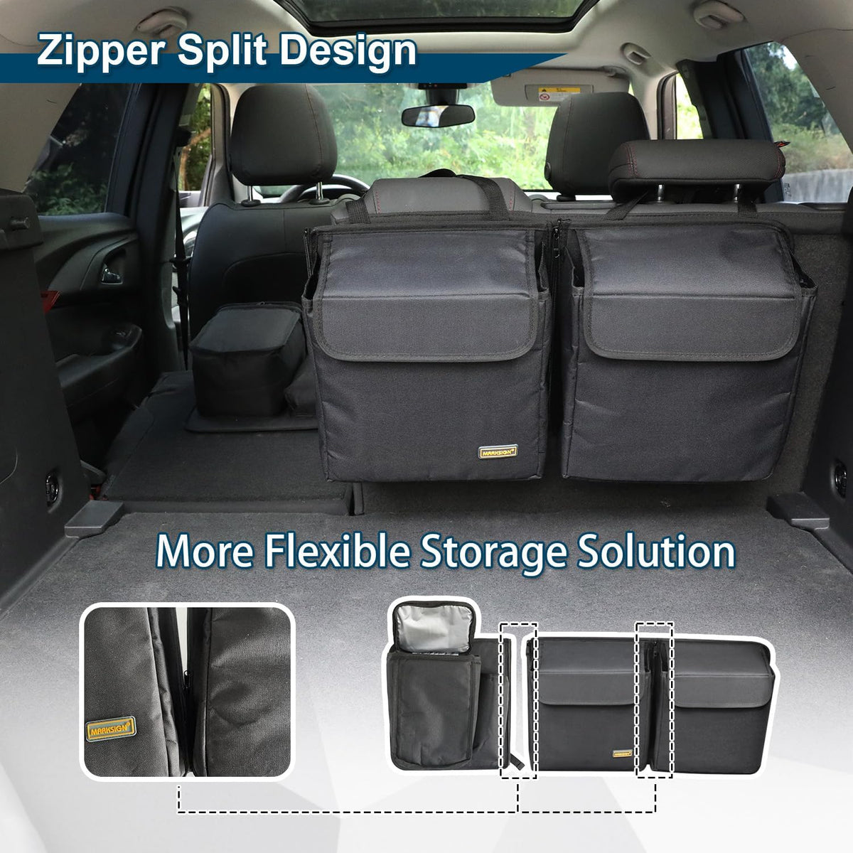Deluxe Trunk and Backseat Organizer for Medium or Large Size SUVs & RVs, Detachable Storage Modules with Built-in Cooler, Patent Pending