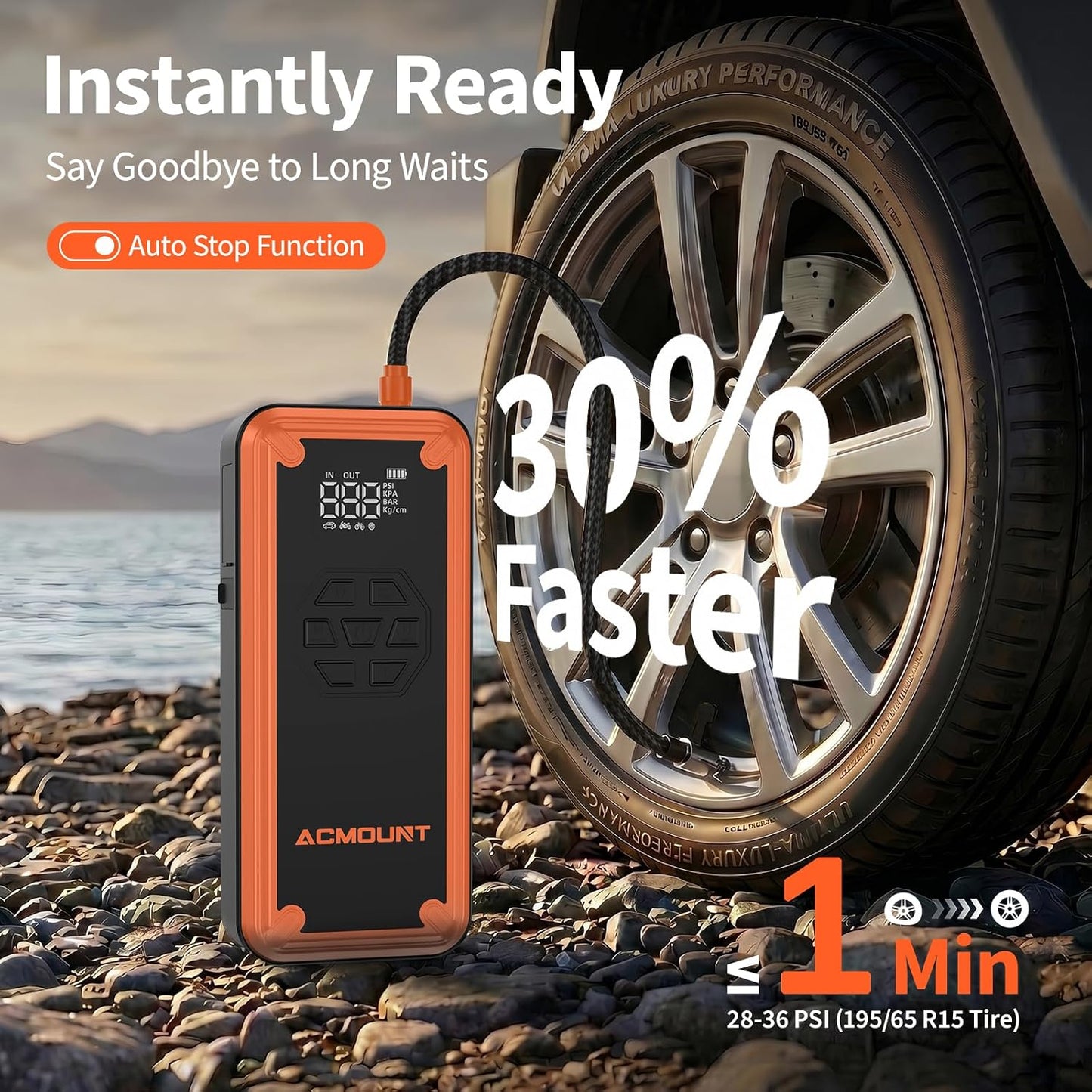 W160 Jump Starter with Air Compressor, 5000A Portable Car Jump Starter 150PSI Tire Inflator/Air Pump, 12V Battery(Up to 9L Gas/8L Diesel Engine) Jump Pack Car Emergency Kit Idea Gift for Man (Silver)