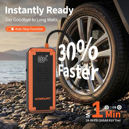 W160 Jump Starter with Air Compressor, 5000A Portable Car Jump Starter 150PSI Tire Inflator/Air Pump, 12V Battery(Up to 9L Gas/8L Diesel Engine) Jump Pack Car Emergency Kit Idea Gift for Man (Silver)