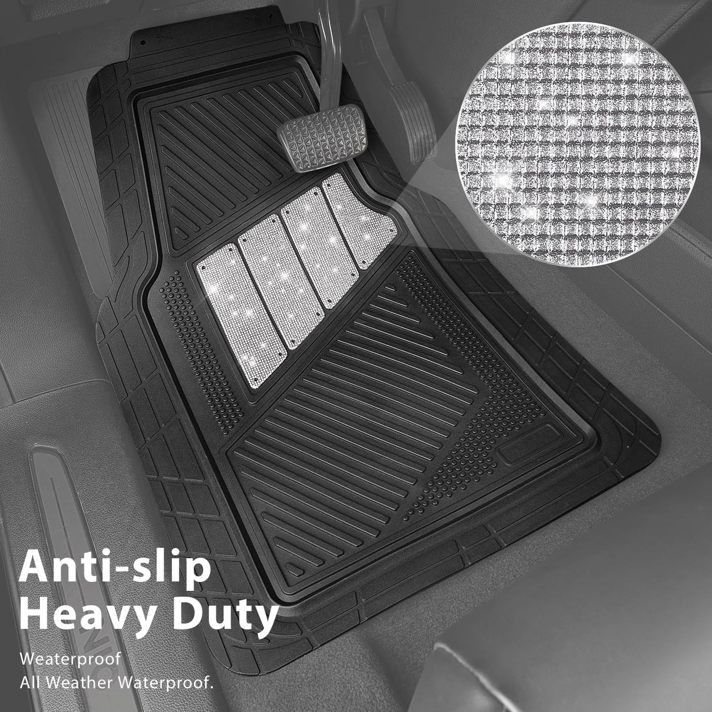 CAR PASS Heavy Duty Rubber Floor Mats 4-Piece,Pink Car Mats Full Sets Anti-Slip,Waterproof Universal Trim-to-Fit for Car SUV Truck, Durable All Weather Automotive Car Mats for Women,Girly(All Pink)