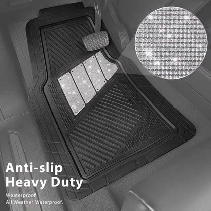 CAR PASS Heavy Duty Rubber Floor Mats 4-Piece,Pink Car Mats Full Sets Anti-Slip,Waterproof Universal Trim-to-Fit for Car SUV Truck, Durable All Weather Automotive Car Mats for Women,Girly(All Pink)
