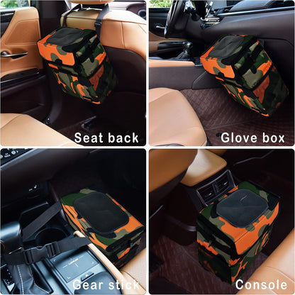 SIBOFUEGO Cute Car Trash Can with Lid – Multipurpose Collapsible Trash Bin for Car, Leak-Proof Organizer, Waterproof Garbage Can with Storage Pockets & Adjustable Straps, 2 Gallons (Black Leopard)