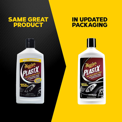 Meguiar's PlastX Clear Plastic Polish, Fast & Easy Clear Plastic Restorer for Headlights, Taillights, Soft Top Windows, and More, Remove Scratches, Cloudiness, Yellowing, and Oxidation, 10 oz.