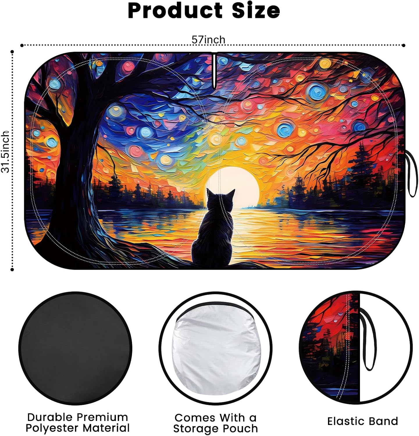 Iridescent Sun Shade for Car Windshield, Foldable Universal Car Windshield Upgrade Sunshade Enhanced UV Rays Reflective Sun Visor Shade Keeps Vehicle Cool