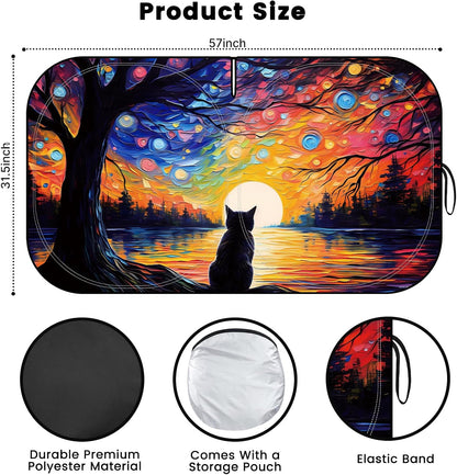 Iridescent Sun Shade for Car Windshield, Foldable Universal Car Windshield Upgrade Sunshade Enhanced UV Rays Reflective Sun Visor Shade Keeps Vehicle Cool