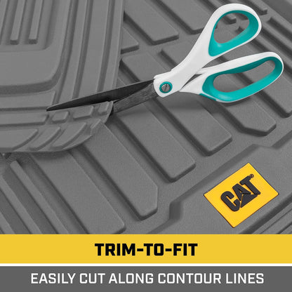 Cat® ToughRide™ Heavy-Duty 3 Piece Rubber All Season Floor Mats for Car Truck Van SUV, Black - Premium Trim to Fit Cars Floor Mat, All Weather Deep Dish Automotive Floor Mats, Total Dirt Protection