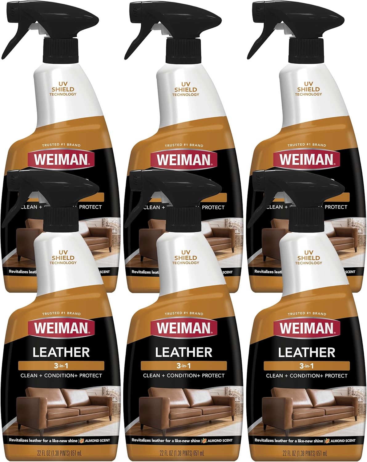 Weiman Leather Cleaner & Conditioner - Cleans, Restores & Protects Leather, UV Protection Prevent Cracking & Fading, Auto, Sofas, Shoes, Bags & All Finished Leather Surfaces, 1 Pack, 12 Fl Oz