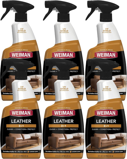 Weiman Leather Cleaner & Conditioner - Cleans, Restores & Protects Leather, UV Protection Prevent Cracking & Fading, Auto, Sofas, Shoes, Bags & All Finished Leather Surfaces, 1 Pack, 12 Fl Oz