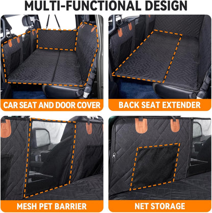 YJGF Back Seat Extender,Dog Seat Cover for Back Seat,Hard Bottom Car Seat Cover for Dogs,Dog Hammock for Car,Back Seat Pet Cover for Dogs(Black,for Car/SUV/Small Truck)