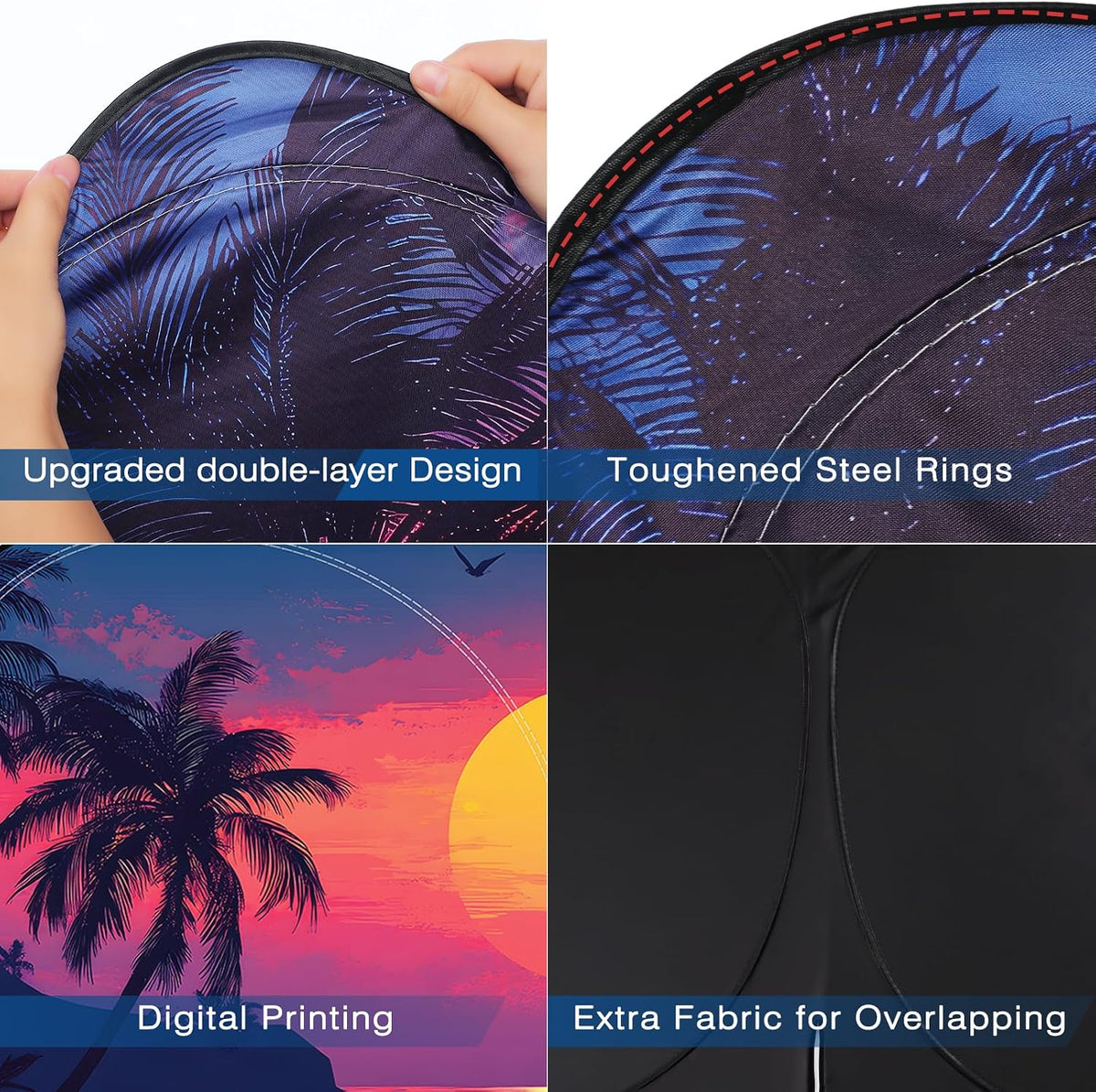 Windshield Sun Shade - Car Sun Shade Windshield, Reflector Sunshade Offers Ultimate Protection for Car Interior, Foldable Front Window Fit for Hatchback, Truck, SUV, MPV