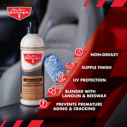 Jay Leno's Garage Leather Cleaner and Conditioner for Car Interior – Advanced Car Seat Leather Cleaner and Conditioner, Auto Leather Care Kit for Interior Detailing and Upholstery Cleaning