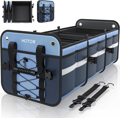 HOTOR Trunk Organizer for SUV – Car Storage Box with Reflective Strips, Collapsible Car Organizer with Large Capacity, Essential Car Accessories for Truck, Van & Sedan, Black, 33.1" x 13.0" x 12.0"