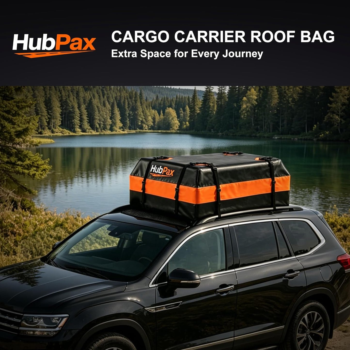 21 Cu Ft. Car Rooftop Cargo Carrier Bag Car Roof Top Bag Cargo Carrier | Fit All Vehicle with/Without Rack, Includes Anti-Slip Mat, 8 Reinforced Straps, 6 Door Hooks, Luggage Lock