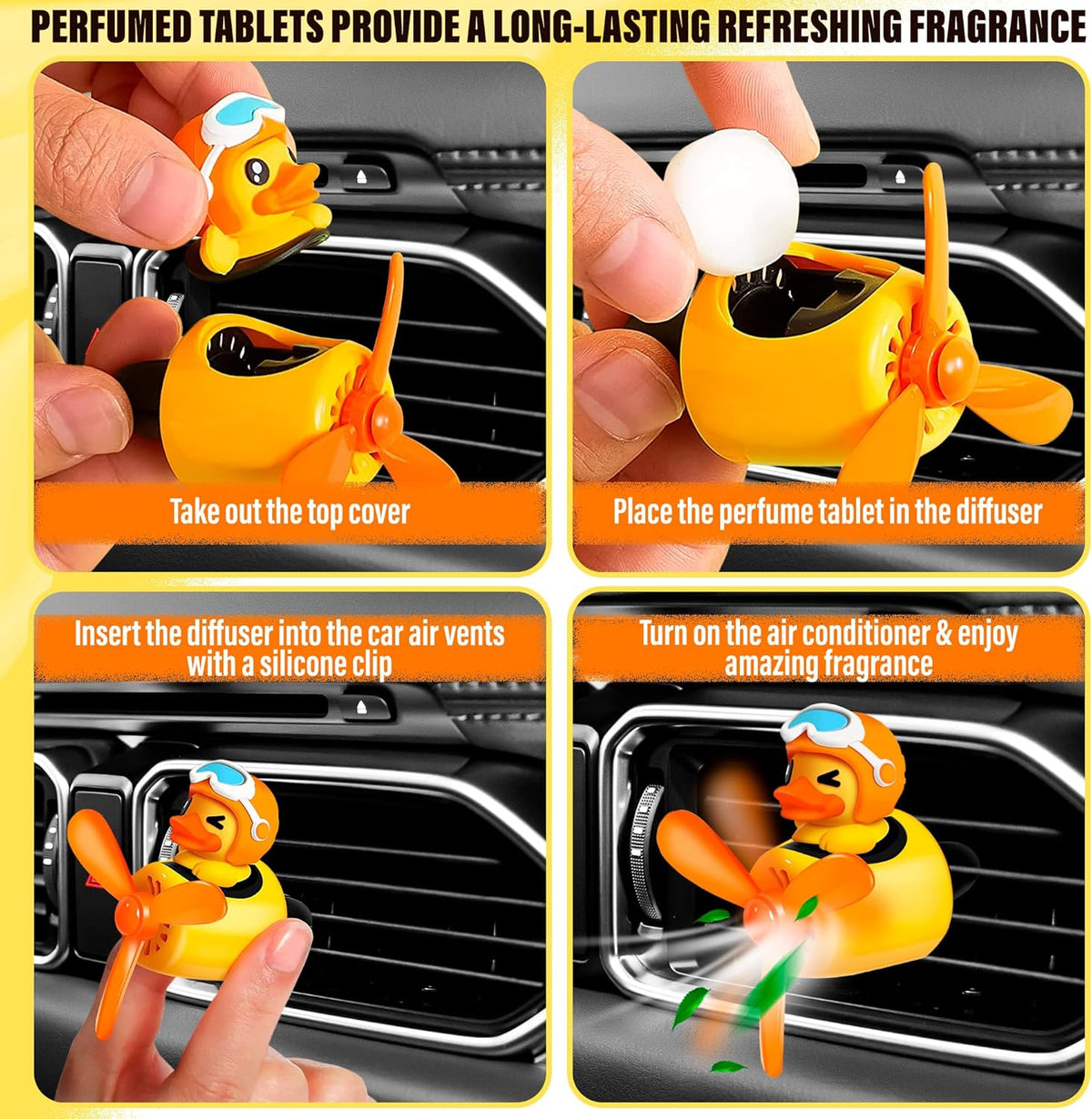 Car Vent Clips - Bear Pilot Car Air Freshener Vent Clip with Rotating Propeller, Durable and Easy to Install, 2.1"x2.5"x2.4" Versatile Size, 2 Aroma Tablets Included, Adds a Playful Touch to Interior