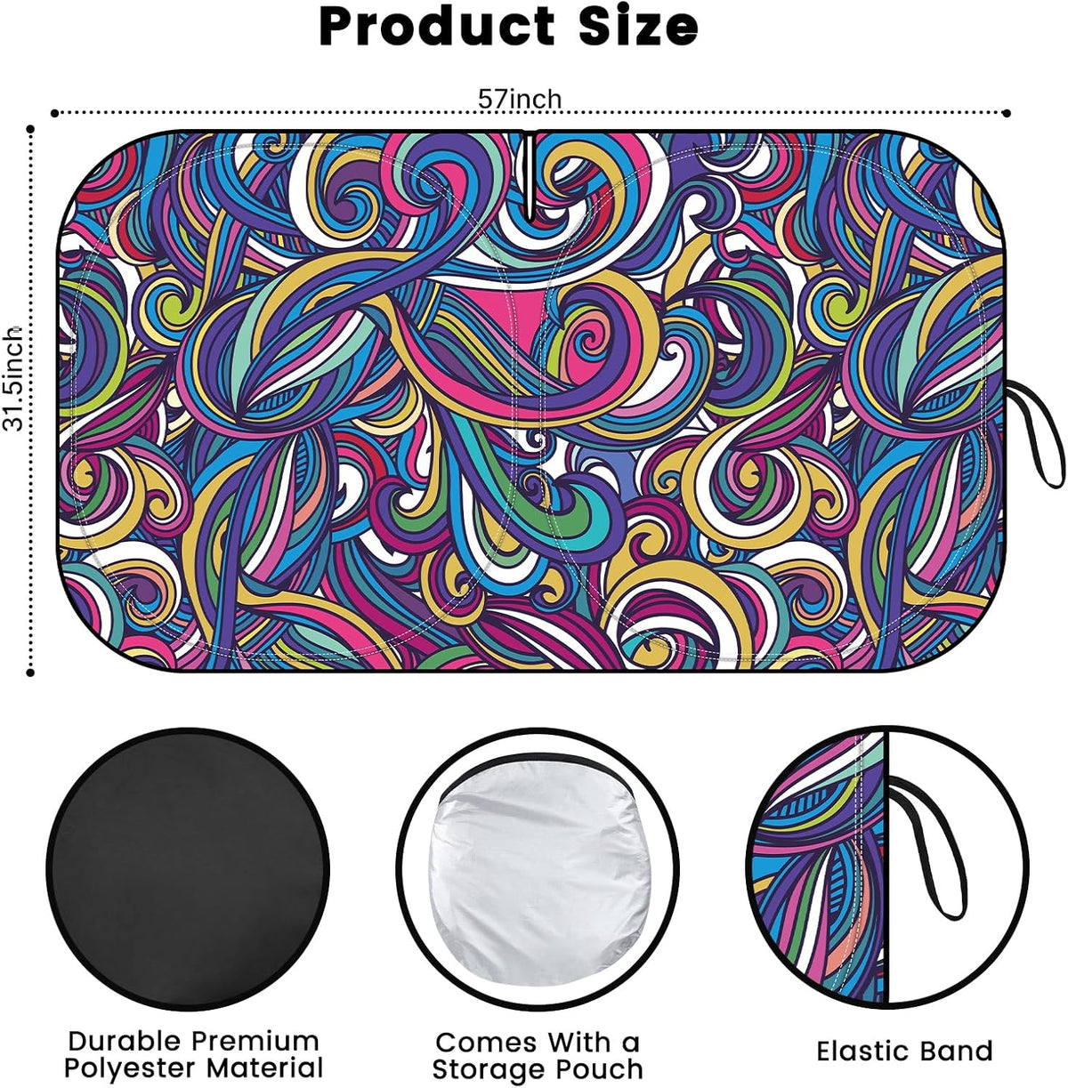 Iridescent Sun Shade for Car Windshield, Foldable Universal Car Windshield Upgrade Sunshade Enhanced UV Rays Reflective Sun Visor Shade Keeps Vehicle Cool