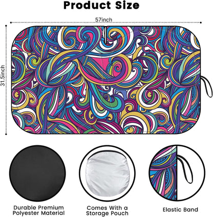 Iridescent Sun Shade for Car Windshield, Foldable Universal Car Windshield Upgrade Sunshade Enhanced UV Rays Reflective Sun Visor Shade Keeps Vehicle Cool