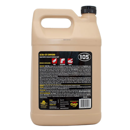 Meguiar’s Mirror Glaze M105 Ultra-Cut Compound, Car Rubbing Compound for Removing Scratches and Heavy Swirls While Adding Shine, Safe and Effective on All Glossy Car Paint and Clear Coats, 8 oz