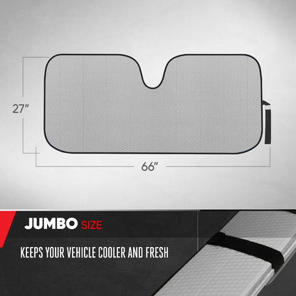 Motor Trend Windshield Sunshade for Car, Truck & SUV, Black - Folding Sun Shade for Front Window, Auto Sun Visor Heat Protection, UV Rays Blocker (58 x 24 Inch)
