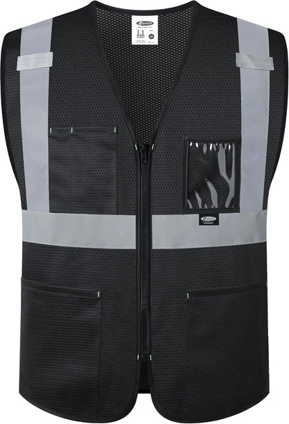 JKSafety Safety Vest for men women Hi Vis Vest with Pockets and Zipper High Visibility Meet ANSI Standard（BX310