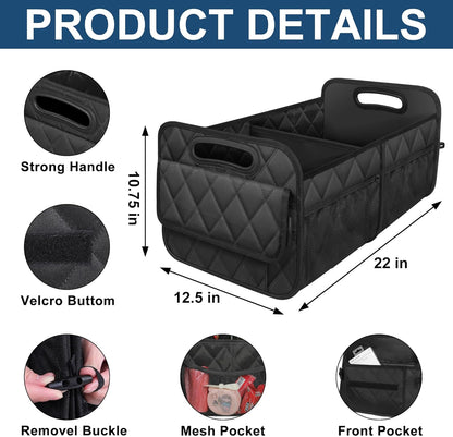 Deosk Car Trunk Organizer for SUV, Car Organizers and Storage with Reinforced Handles, Car Accessories for Women/Men 50LWaterproof Polyester Trunk Organizer, Black