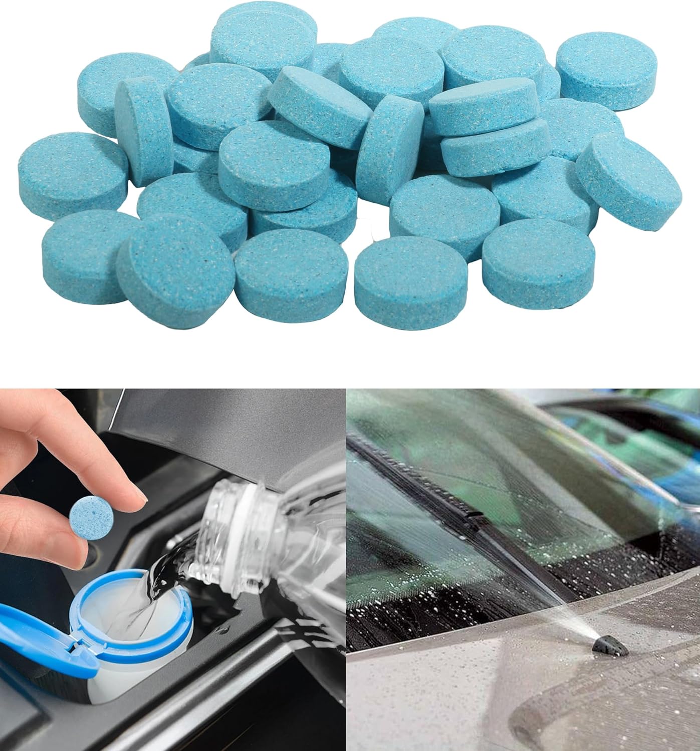 bylikeho 50PCS Windshield Washer Fluid,Windshield Wiper Fluid,Car Accessories Wiper Fluid Concentrate,Car Windshield Washer Fluid Concentrated Clean,Remove Glass Stains,Fit for Car Window Glass