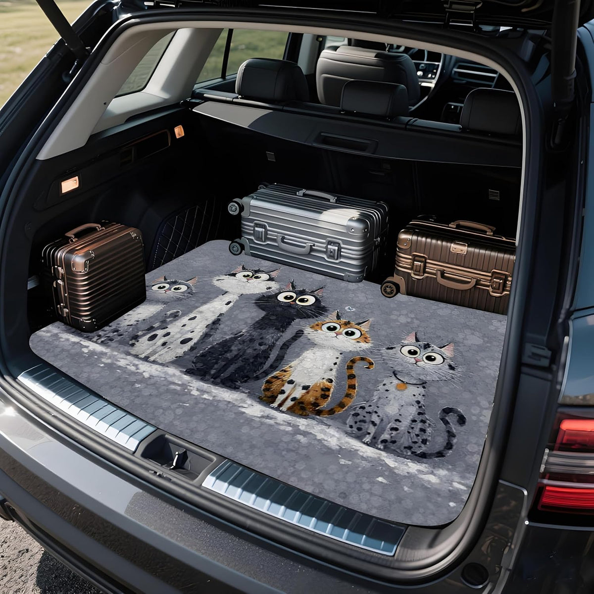 Universal Car Trunk Mat 29" x 39",Purple Colorful Flowers All Weather Trunk Protection Cargo Liner, Durable Cargo Mat Rear Trunk Liner,Stylish Vehicle Interior Accessories Suitable for Most Car Models